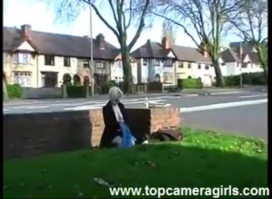 Mature masturbates in public